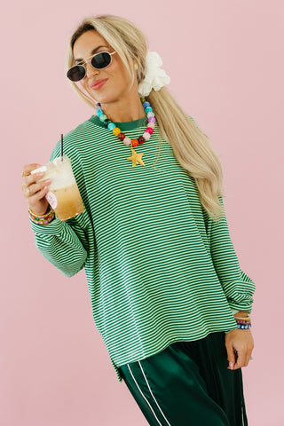 Tucker Stripe Long Sleeve Tee in Lime/Green
