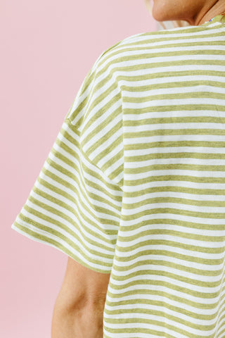 Emma Slub Stripe Tee in Light Green