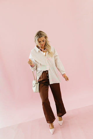 Layne Satin Pants in Chocolate