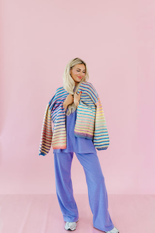 Nyah Striped Lounge Pants in Purple