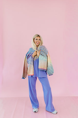 Nyah Striped Lounge Pants in Purple