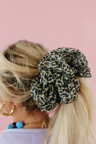 Oversized Chiffon Scrunchie in Leopard
