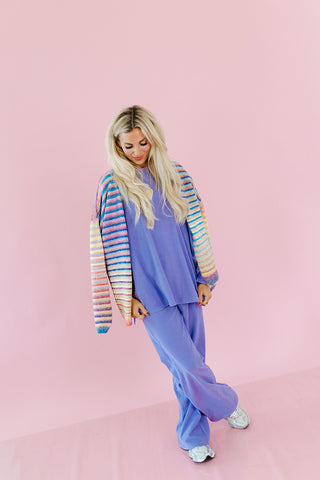 Nyah Striped Lounge Pants in Purple