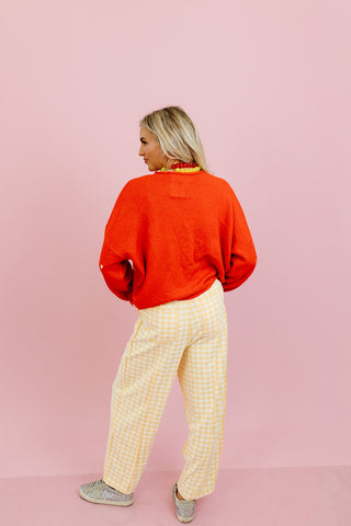 Lou Mineral Wash Barrel Pants in Gold Gingham