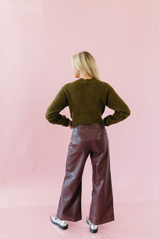 Elaine Stretch Faux Leather Wide Leg Pants
