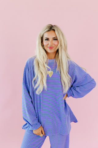 Nyah Striped Tunic Top in Purple