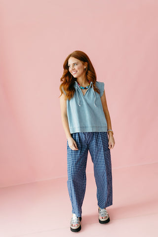 Carson Plaid Pants in Blue/Navy