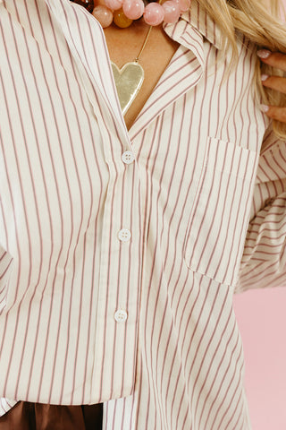 Wilks Stripe Oxford Shirt in Pink Stripe