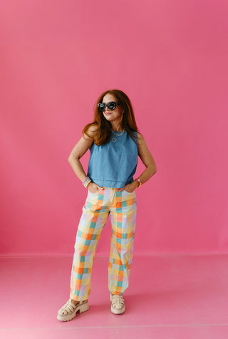 Birdie Plaid Barrel Pants