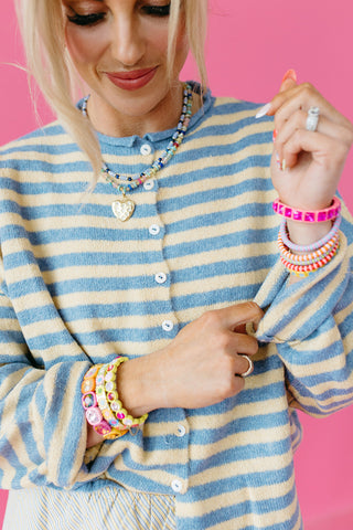 Piper Cardigan in Butter Stripe