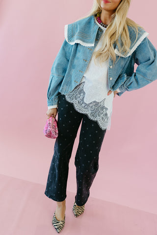 Oakland Polka Dot Denim in Charcoal