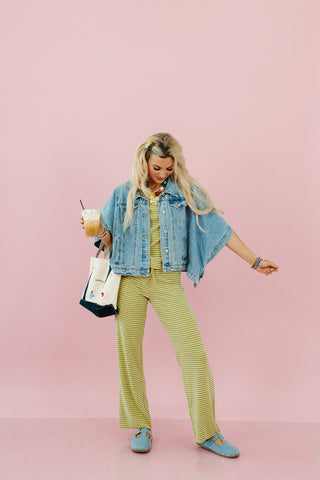 Haley Brushed Stripe Pants in Yellow