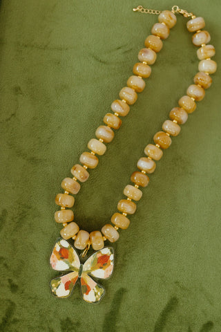 Demi Fall butterfly Necklace in Oatmeal
