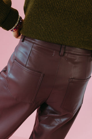 Elaine Stretch Faux Leather Wide Leg Pants