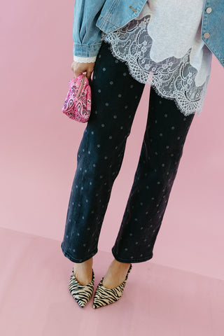 Oakland Polka Dot Denim in Charcoal