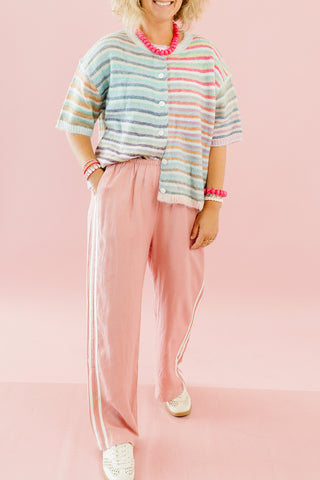Bowen Short Sleeve Cardigan in Lavender Mix