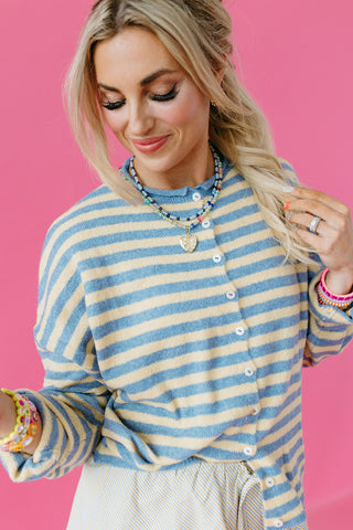 Piper Cardigan in Butter Stripe