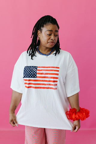 USA Flag Oversized Boyfriend Tee