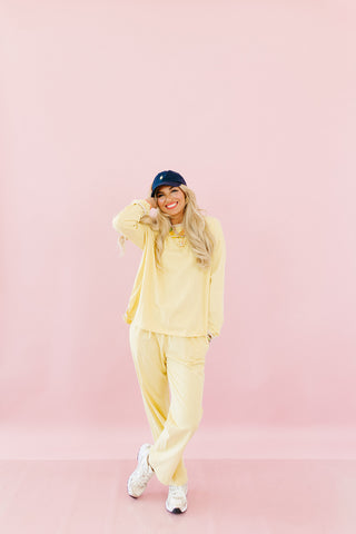 Kelly Anne Stripe Knit Pant Set in Lemon/Butter