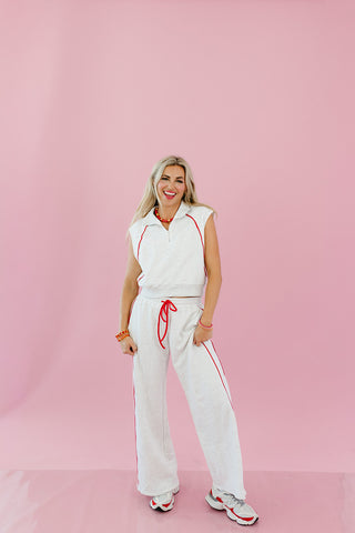 Zelda Track Pants in Grey/Red