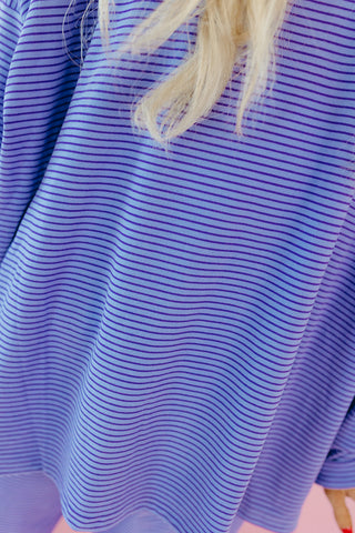 Nyah Striped Tunic Top in Purple
