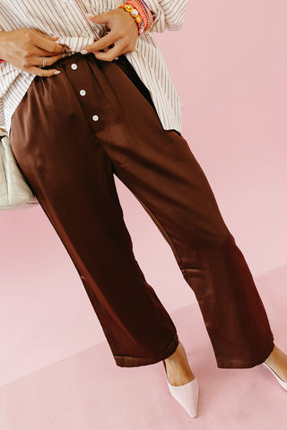 Layne Satin Pants in Chocolate