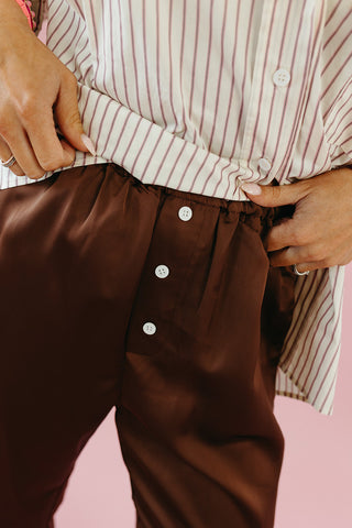 Layne Satin Pants in Chocolate