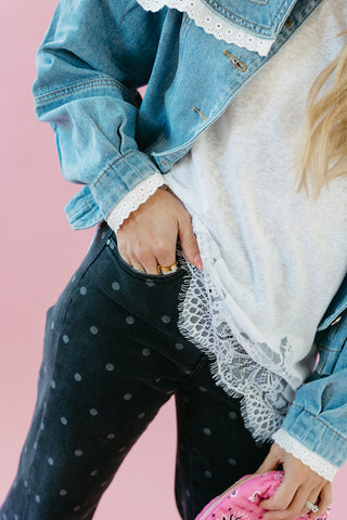 Oakland Polka Dot Denim in Charcoal