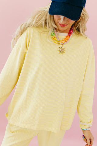Kelly Anne Stripe Knit Pant Set in Lemon/Butter