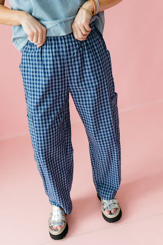 Carson Plaid Pants in Blue/Navy