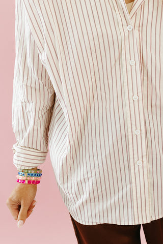 Wilks Stripe Oxford Shirt in Pink Stripe