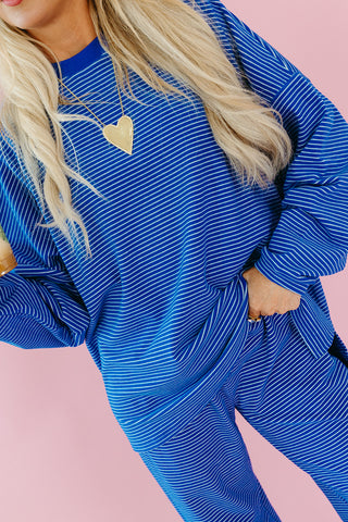 Nyah Striped Tunic Top in Royal