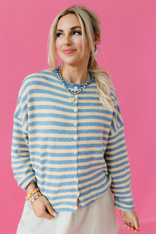Piper Cardigan in Butter Stripe
