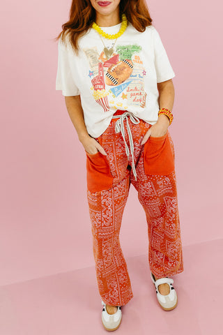 Lonnie Bandana Print Barrel Pants