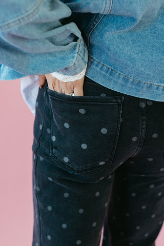 Oakland Polka Dot Denim in Charcoal