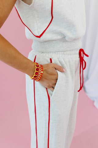 Zelda Track Pants in Grey/Red