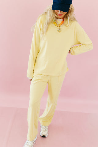 Kelly Anne Stripe Knit Pant Set in Lemon/Butter