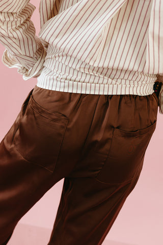 Layne Satin Pants in Chocolate