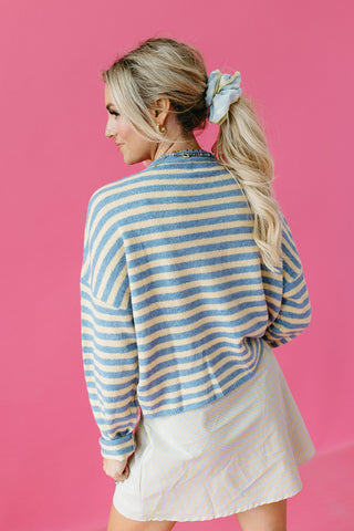 Piper Cardigan in Butter Stripe