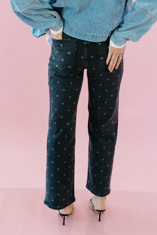 Oakland Polka Dot Denim in Charcoal