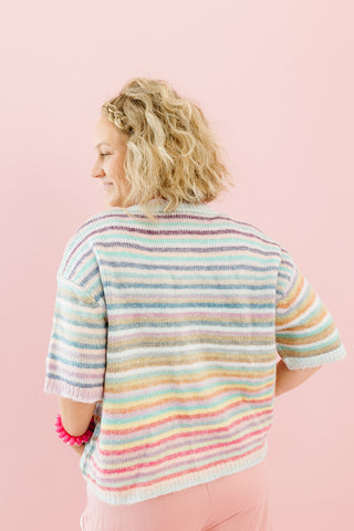 Bowen Short Sleeve Cardigan in Lavender Mix