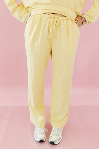 Kelly Anne Stripe Knit Pant Set in Lemon/Butter