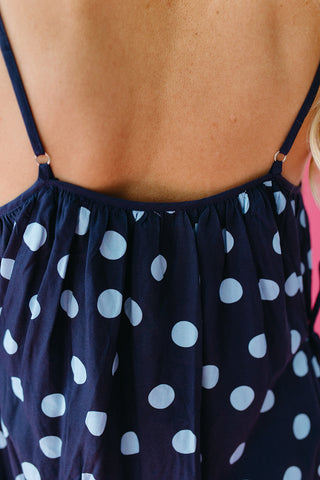 Minnie Polka Dot Mini Dress in Navy/Light Blue