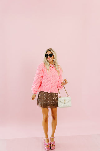 Bixby Button Up Cardigan in Punch