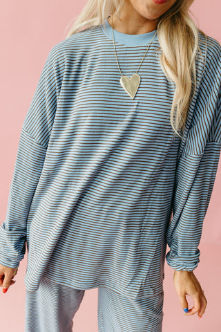 Nyah Striped Tunic Top in Blue/Coco