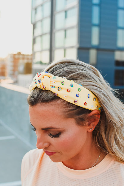 Yellow Floral Beaded Headband