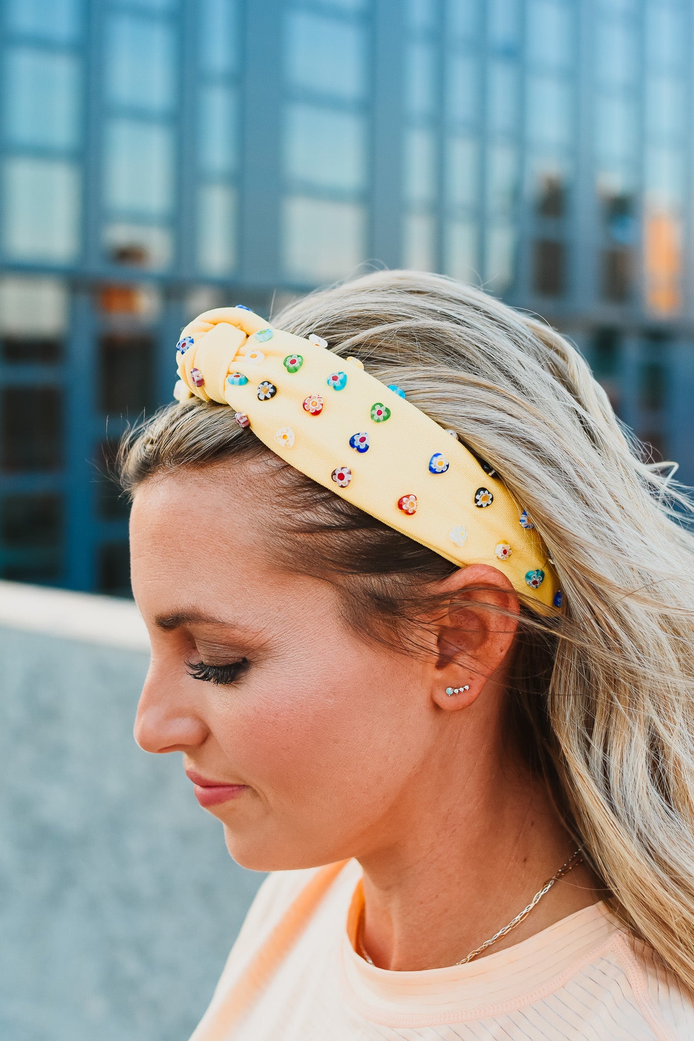 Yellow Floral Beaded Headband