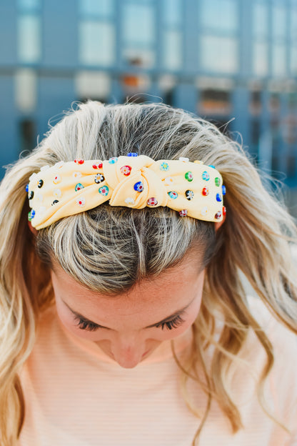 Yellow Floral Beaded Headband