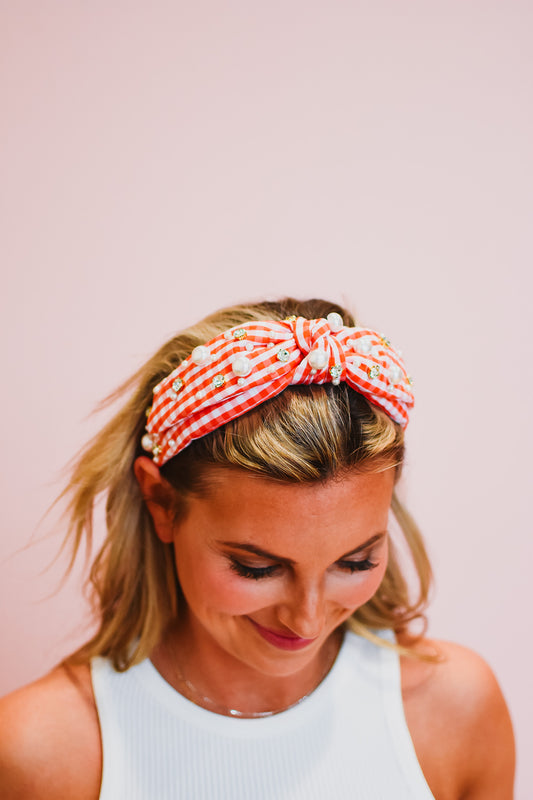 Red Gingham Headband