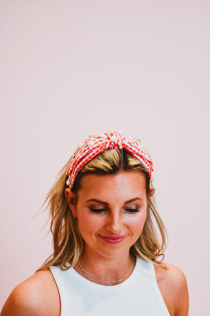 Red Gingham Headband